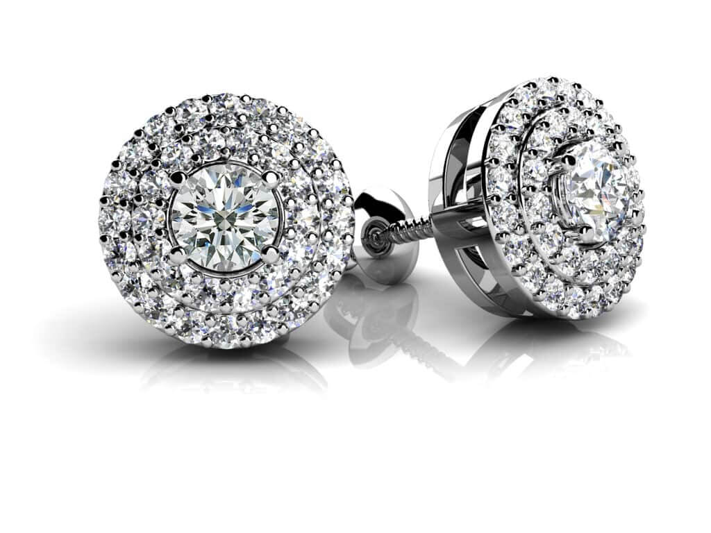 Diamond Stud Earrings: Surrounded By Diamonds Designer Stud Earrings 